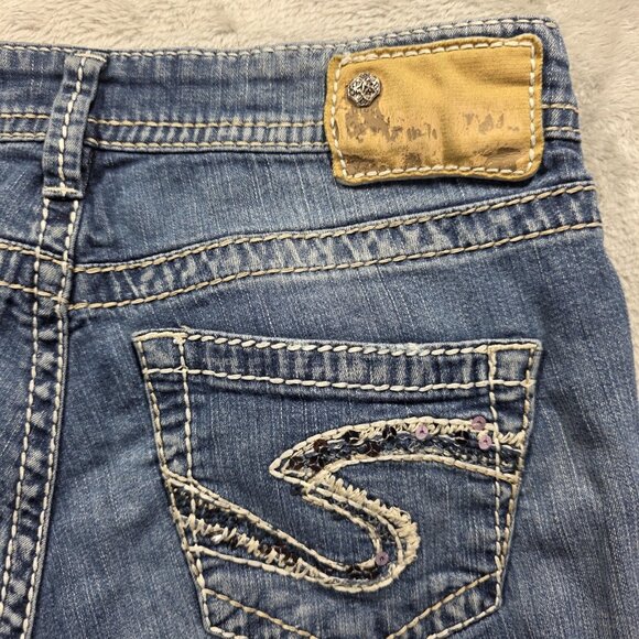 Silver Jeans Co Sam Boyfriend Jeans Womens 25 Distressed Sequin Pockets 28 - Picture 4 of 12